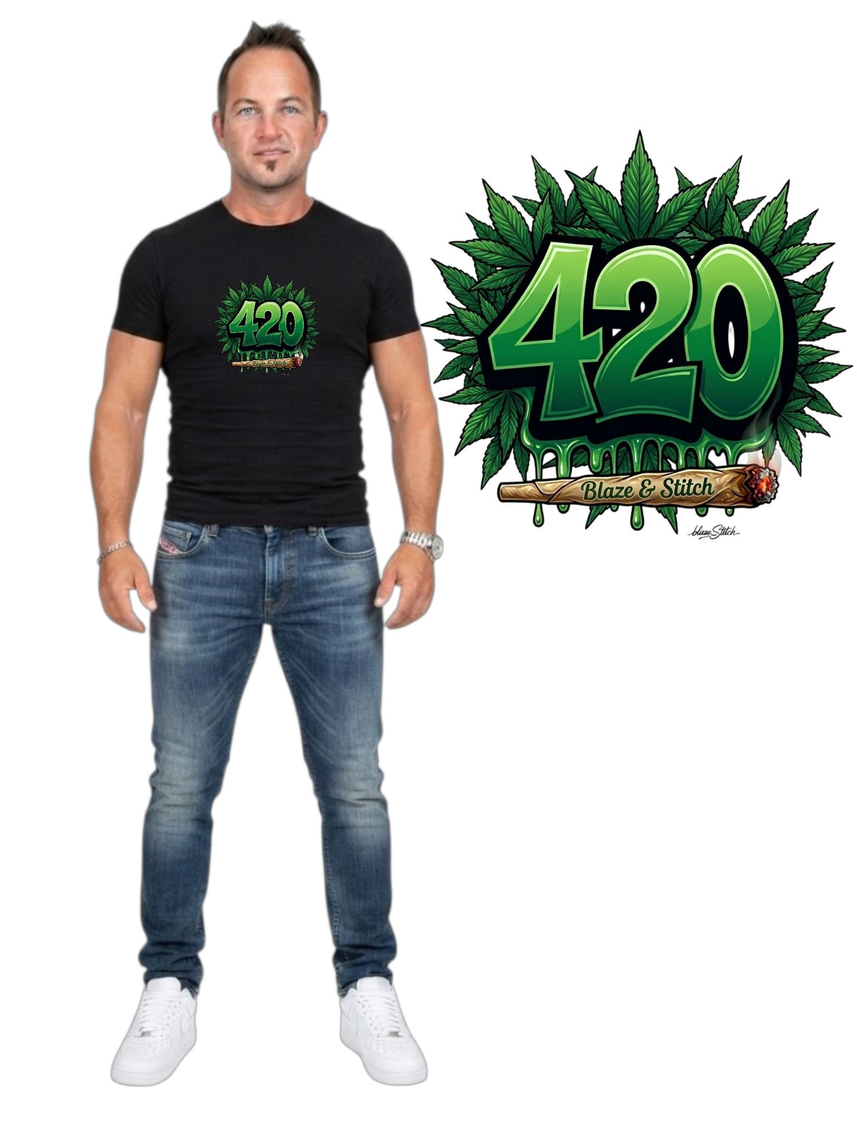420 Drip Tee — cannabis streetwear graphic tee South Africa — Blaze & Stitch