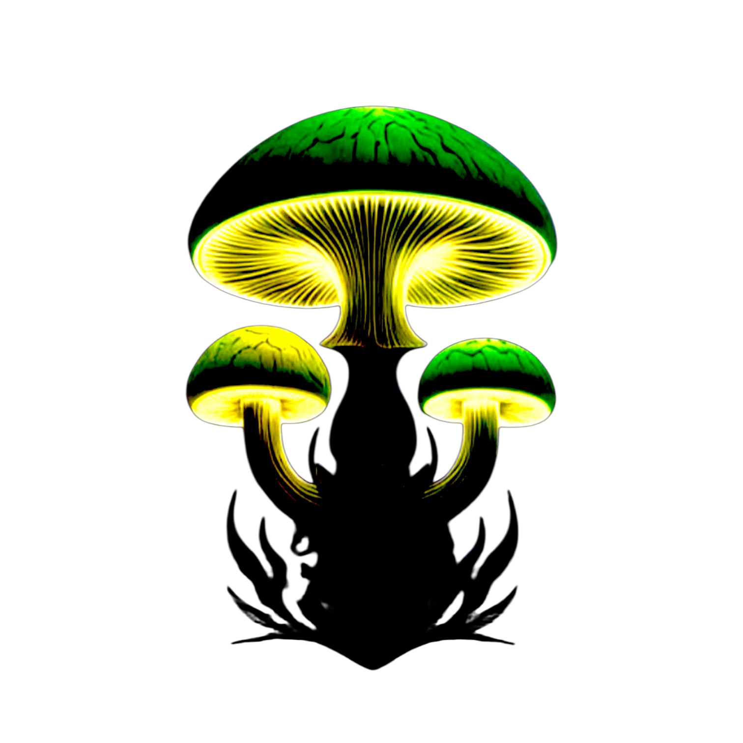 Neon Bioluminescent Mushrooms