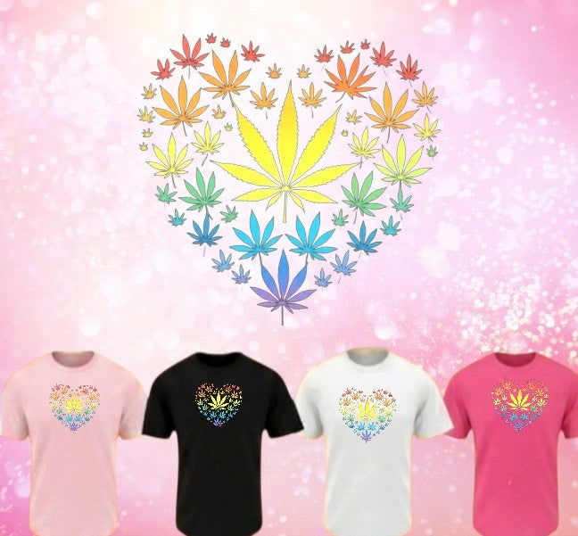 Women's Blaze Tee – One Love Rainbow Leaf Heart