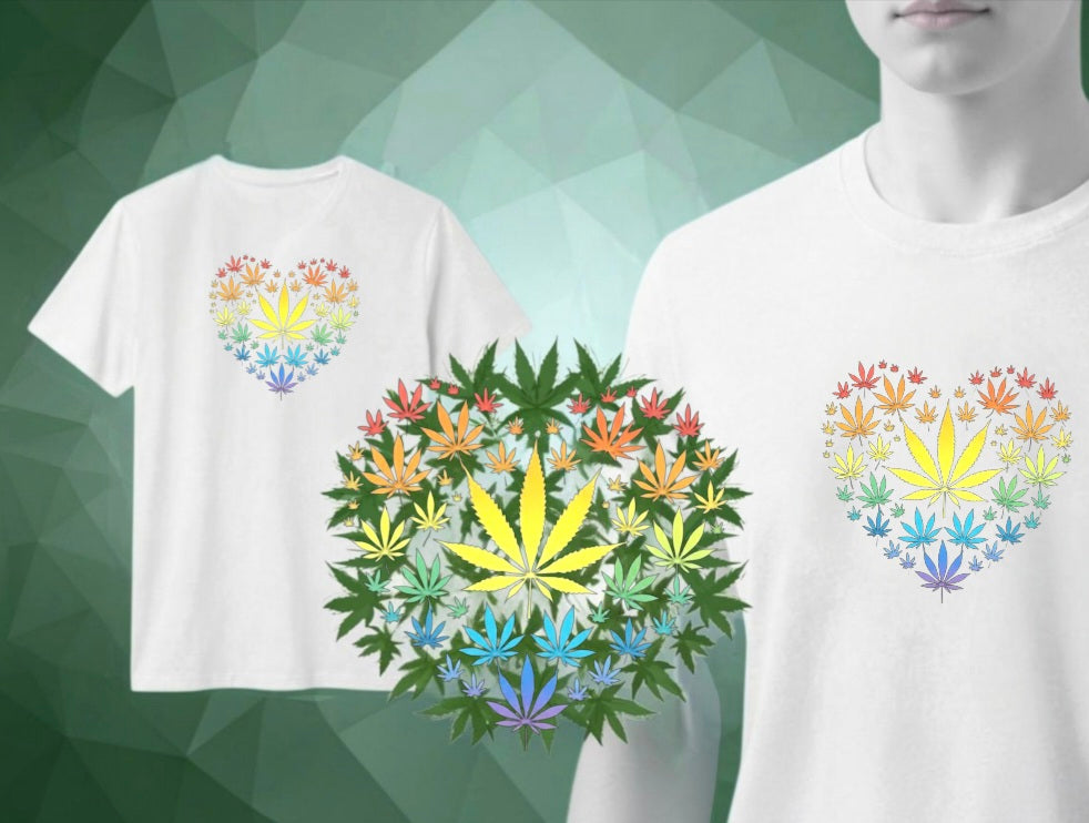Women's Blaze Tee – One Love Rainbow Leaf Heart