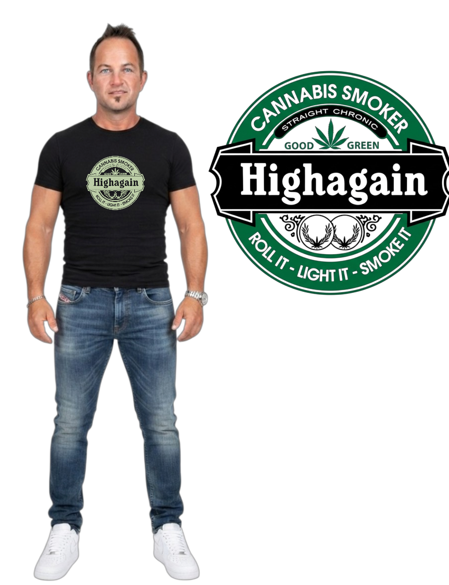 Highagain Tee — cannabis streetwear graphic tee South Africa — Blaze & Stitch