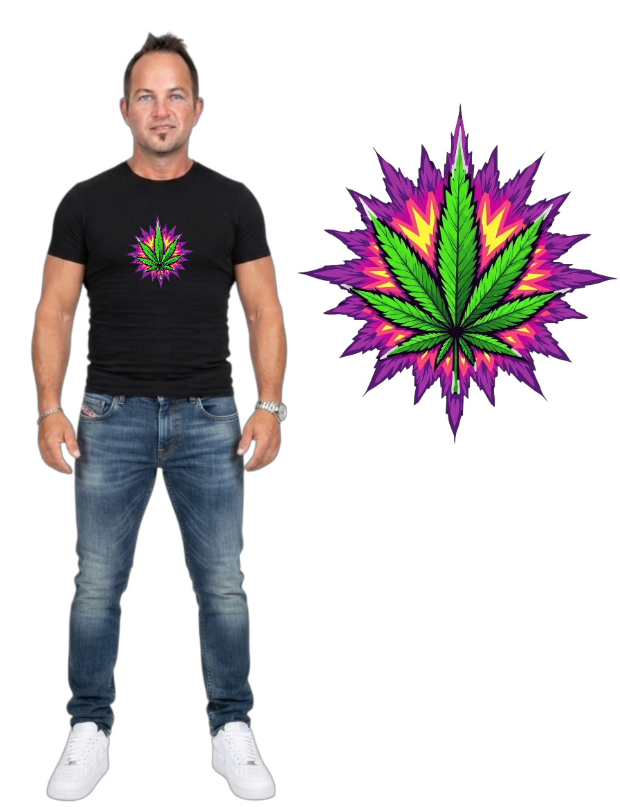 Psychedelic Leaf Tee — cannabis streetwear graphic tee South Africa — Blaze & Stitch