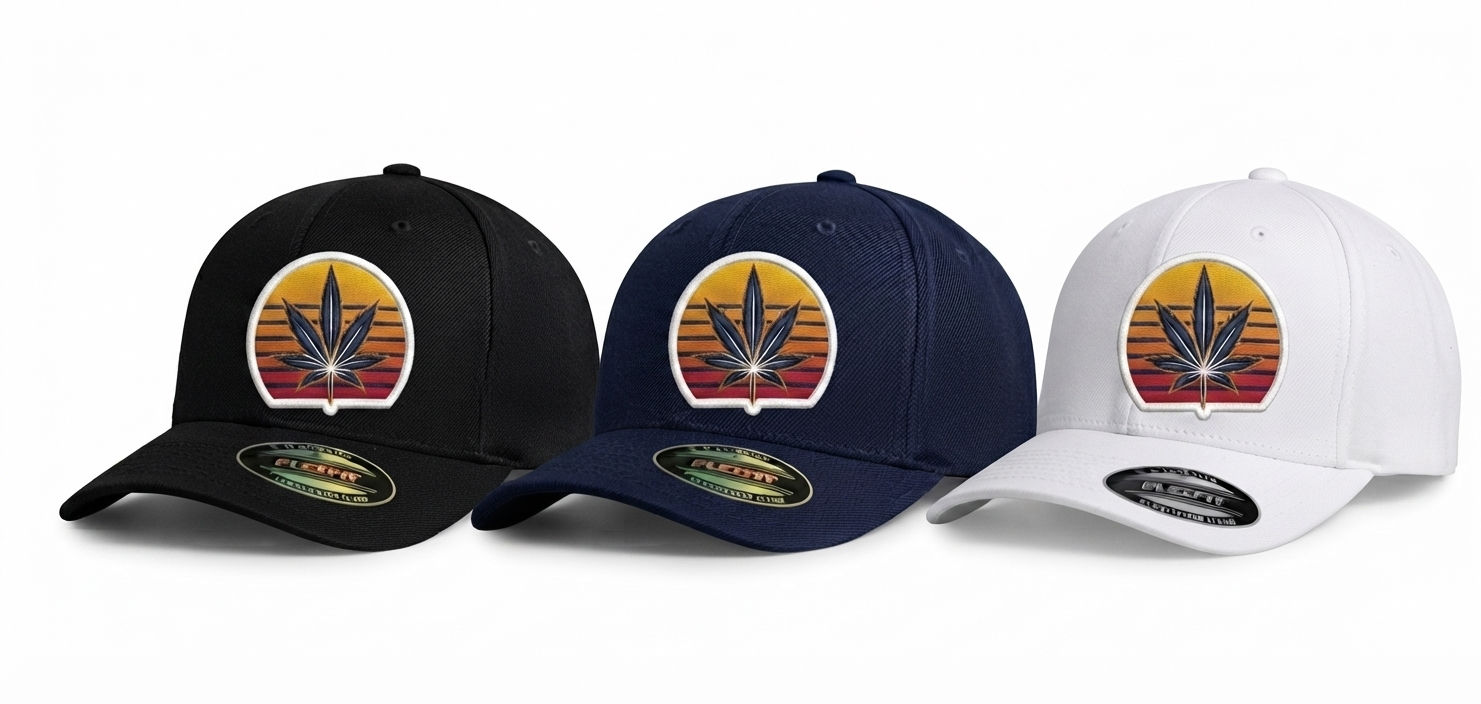 Retro Sunset Cannabis Leaf Cap