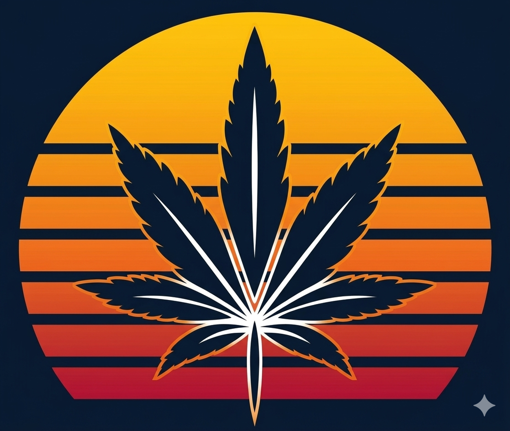 Retro Sunset Cannabis Leaf Cap
