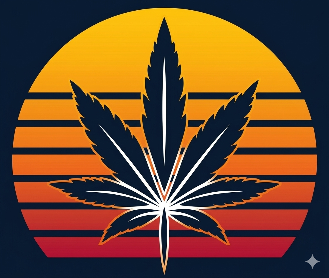 Retro Sunset Cannabis Leaf Cap